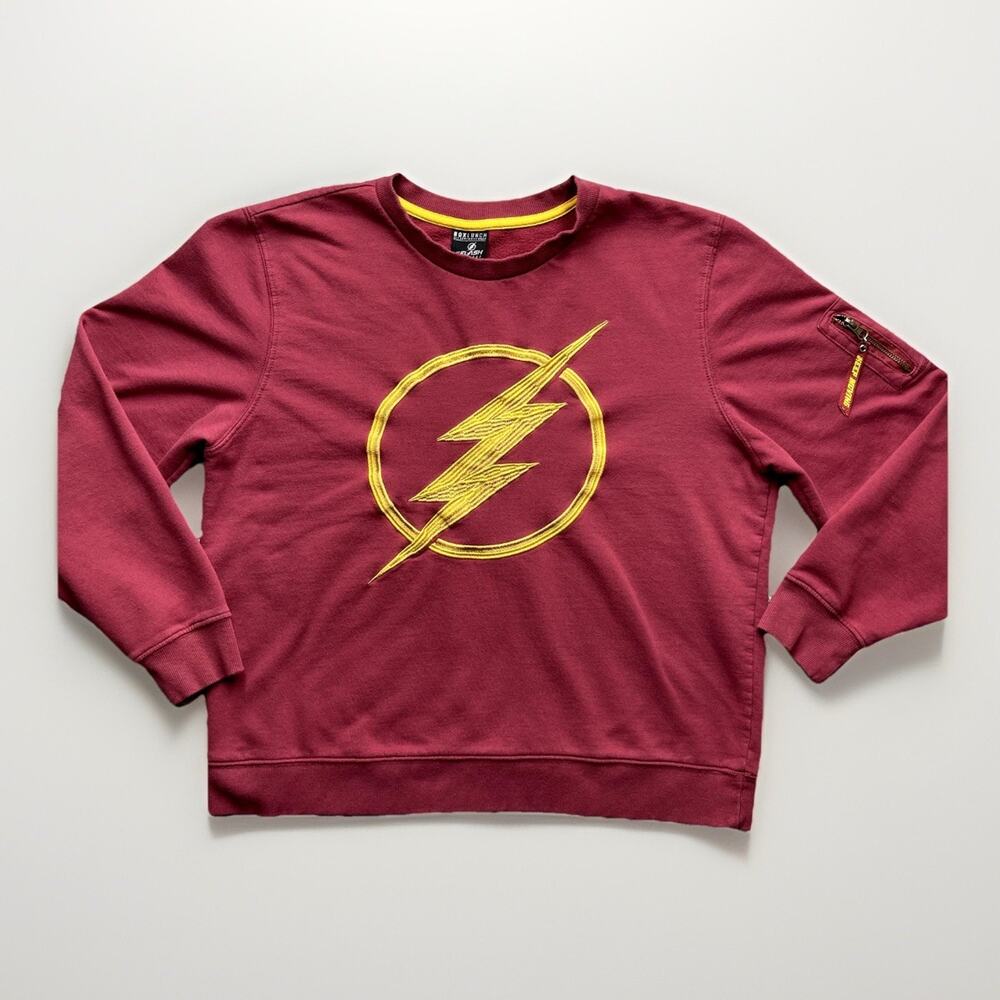 Box Lunch Sweatshirt Womens M Red Flash Fastest Man Alive Embroidered Sweater